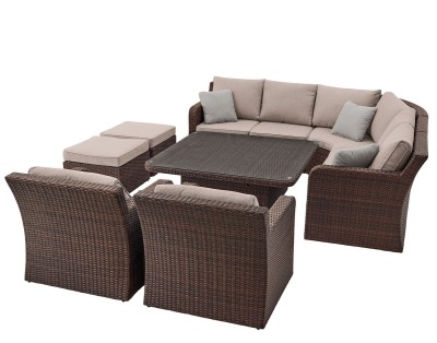 Комплект мебели из искусственного ротанга Премиум Лаунж-V-8 обеденный (цвет: кофе) (подушки: тёмный лён) - вид 5 миниатюра