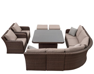 Комплект мебели из искусственного ротанга Премиум Лаунж-V-8 обеденный (цвет: кофе) (подушки: тёмный лён) - вид 7 миниатюра