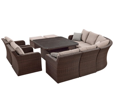 Комплект мебели из искусственного ротанга Премиум Лаунж-V-8 обеденный (цвет: кофе) (подушки: тёмный лён) - вид 9 миниатюра