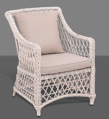 Кресло из искусственного ротанга Пикник (цвет: светло-серый) (бежевая подушка) - вид 1 миниатюра