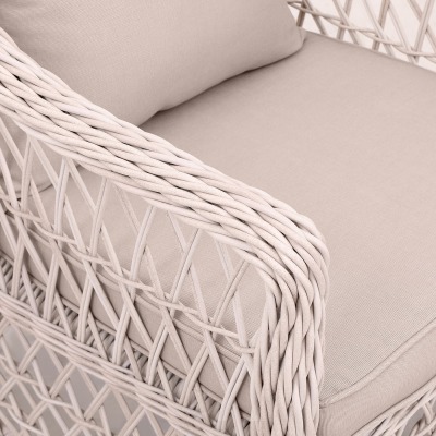 Кресло из искусственного ротанга Пикник (цвет: светло-серый) (бежевая подушка) - вид 3 миниатюра