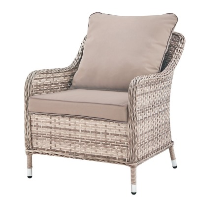 Кресло из искусственного ротанга Монако (Monaco armchair) (цвет: серый) (серая подушка)