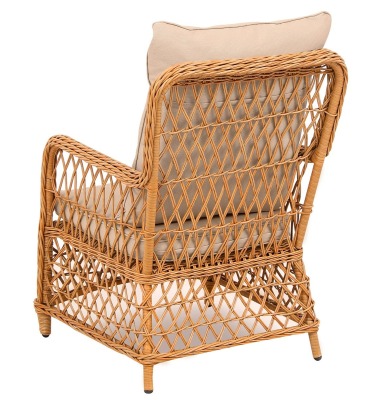 Кресло из искусственного ротанга Мелия (Melia armchair) (цвет: карамель) (бежевая подушка) - вид 1 миниатюра