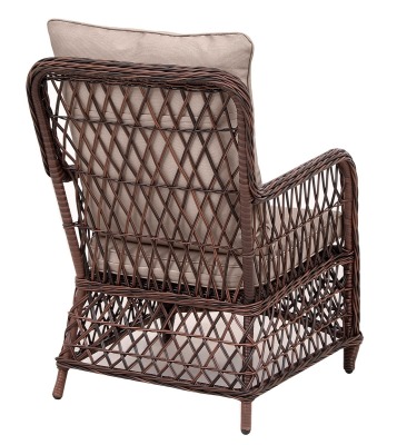 Кресло из искусственного ротанга Мелия (Melia armchair) (цвет: кофе) (бежевая подушка) - вид 1 миниатюра